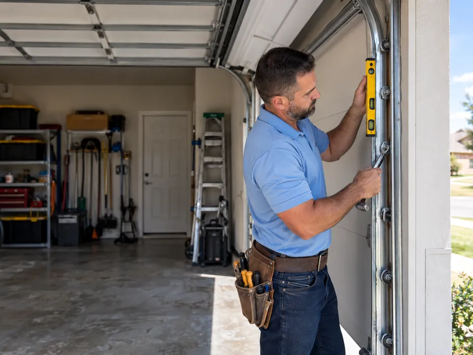 Structural Track Alignment garage door service in La Porte